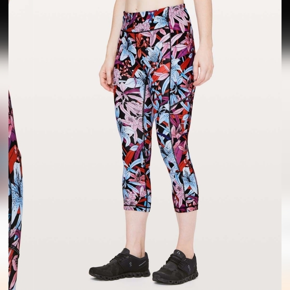 Lululemon Speed Up Crop 21" Lush Lillies Multi Size 6 - Picture 1 of 10